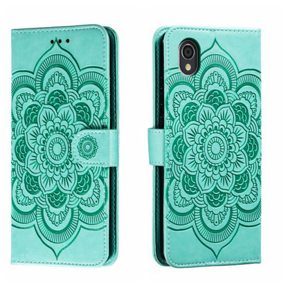 Sun Mandala Embossing Pattern Phone Leather Case, For Sharp Aquos R8 Pro, For Sharp Aquos Wish, For Sharp Aquos Sense3, For Sharp Aquos R5G, For Sharp Aquos R3, For Sharp Aquos R2, For Sharp Aquos Sense2