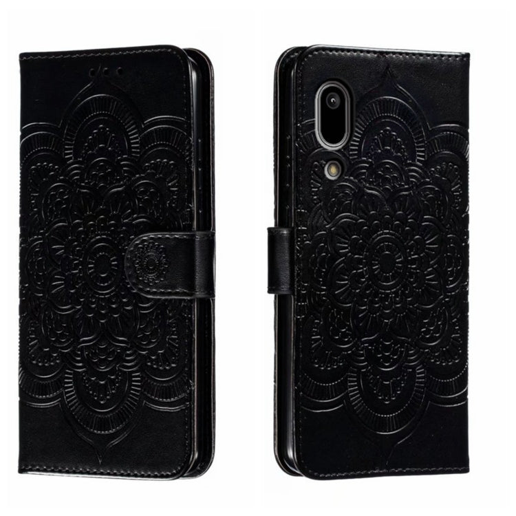 Sun Mandala Embossing Pattern Phone Leather Case, For Sharp Aquos R8 Pro, For Sharp Aquos Wish, For Sharp Aquos Sense3, For Sharp Aquos R5G, For Sharp Aquos R3, For Sharp Aquos R2, For Sharp Aquos Sense2
