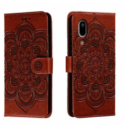 Sun Mandala Embossing Pattern Phone Leather Case, For Sharp Aquos R8 Pro, For Sharp Aquos Wish, For Sharp Aquos Sense3, For Sharp Aquos R5G, For Sharp Aquos R3, For Sharp Aquos R2, For Sharp Aquos Sense2