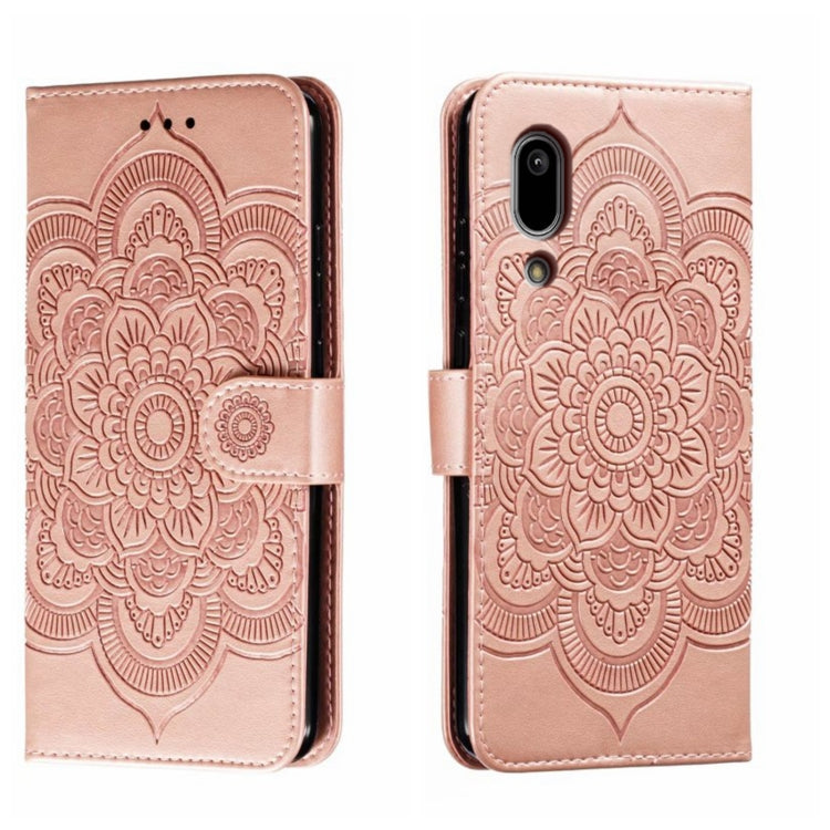 Sun Mandala Embossing Pattern Phone Leather Case, For Sharp Aquos R8 Pro, For Sharp Aquos Wish, For Sharp Aquos Sense3, For Sharp Aquos R5G, For Sharp Aquos R3, For Sharp Aquos R2, For Sharp Aquos Sense2