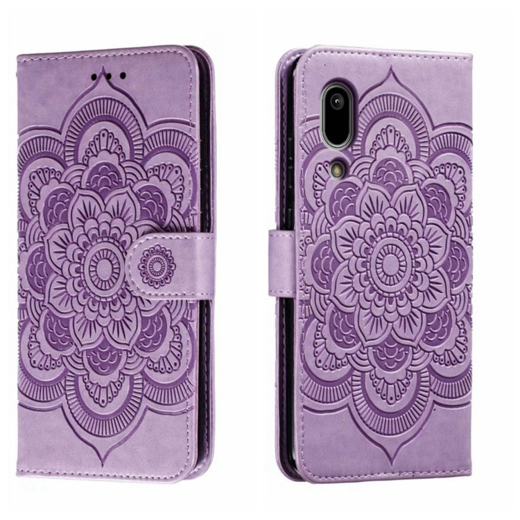 Sun Mandala Embossing Pattern Phone Leather Case, For Sharp Aquos R8 Pro, For Sharp Aquos Wish, For Sharp Aquos Sense3, For Sharp Aquos R5G, For Sharp Aquos R3, For Sharp Aquos R2, For Sharp Aquos Sense2