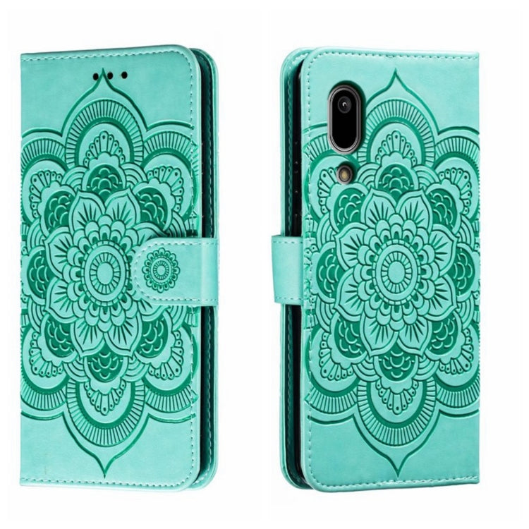 Sun Mandala Embossing Pattern Phone Leather Case, For Sharp Aquos R8 Pro, For Sharp Aquos Wish, For Sharp Aquos Sense3, For Sharp Aquos R5G, For Sharp Aquos R3, For Sharp Aquos R2, For Sharp Aquos Sense2