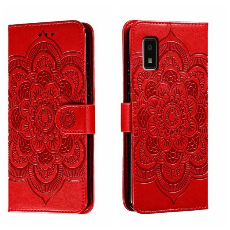 Sun Mandala Embossing Pattern Phone Leather Case, For Sharp Aquos R8 Pro, For Sharp Aquos Wish, For Sharp Aquos Sense3, For Sharp Aquos R5G, For Sharp Aquos R3, For Sharp Aquos R2, For Sharp Aquos Sense2
