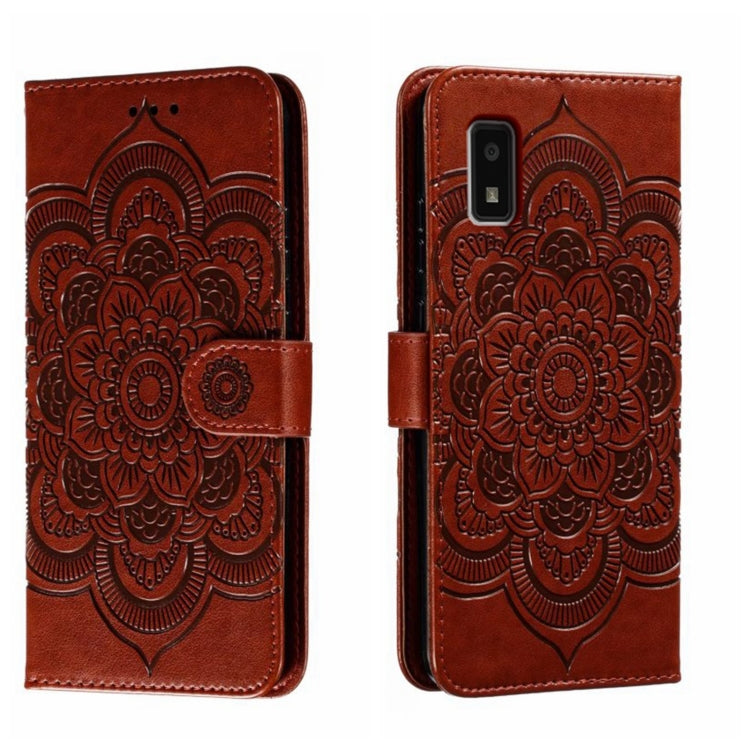 Sun Mandala Embossing Pattern Phone Leather Case, For Sharp Aquos R8 Pro, For Sharp Aquos Wish, For Sharp Aquos Sense3, For Sharp Aquos R5G, For Sharp Aquos R3, For Sharp Aquos R2, For Sharp Aquos Sense2