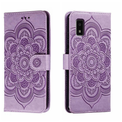 Sun Mandala Embossing Pattern Phone Leather Case, For Sharp Aquos R8 Pro, For Sharp Aquos Wish, For Sharp Aquos Sense3, For Sharp Aquos R5G, For Sharp Aquos R3, For Sharp Aquos R2, For Sharp Aquos Sense2