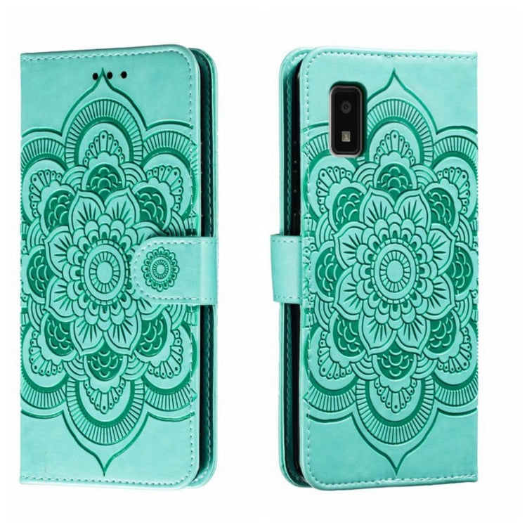 Sun Mandala Embossing Pattern Phone Leather Case, For Sharp Aquos R8 Pro, For Sharp Aquos Wish, For Sharp Aquos Sense3, For Sharp Aquos R5G, For Sharp Aquos R3, For Sharp Aquos R2, For Sharp Aquos Sense2