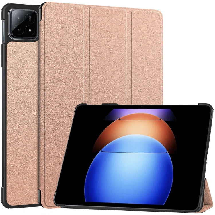 Custer Pure Color 3-Fold Holder Smart Leather Tablet Case, For Xiaomi Pad 6S Pro