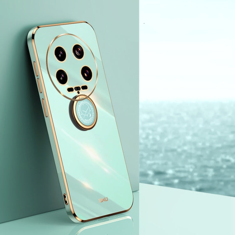 XINLI Straight Edge 6D Electroplate TPU Phone Case with Ring Holder, For Xiaomi Civi 4 Pro, For Xiaomi Redmi A3, For Xiaomi 14 Ultra 5G