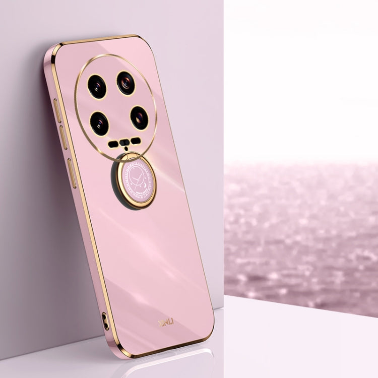 XINLI Straight Edge 6D Electroplate TPU Phone Case with Ring Holder, For Xiaomi Civi 4 Pro, For Xiaomi Redmi A3, For Xiaomi 14 Ultra 5G