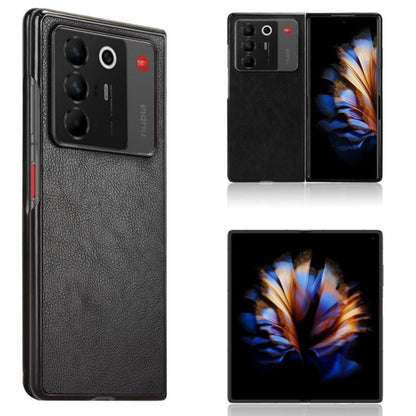 Litchi texture back cover phone case in black, with camera cutouts and slim profile