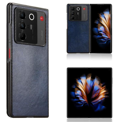 Litchi texture back cover phone case in blue, with camera cutouts and slim profile
