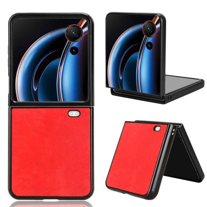 Litchi-texture flip phone case, red, with stand and camera cutouts for rear protection