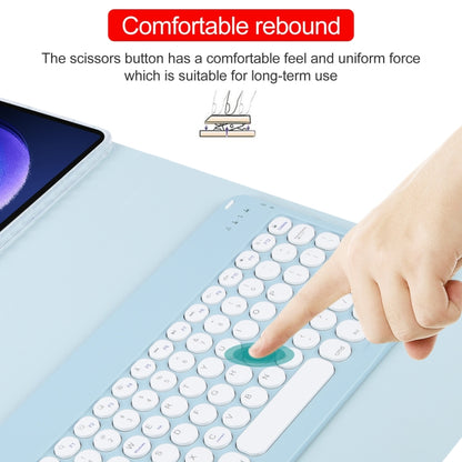 Round Button Bluetooth Keyboard Rotatable Holder Leather Case, Round Button