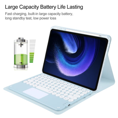 Round Button Bluetooth Keyboard Rotatable Holder Leather Case with Touchpad, Round Button Touchpad