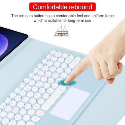 Round Button Bluetooth Keyboard Rotatable Holder Leather Case with Touchpad, Round Button Touchpad
