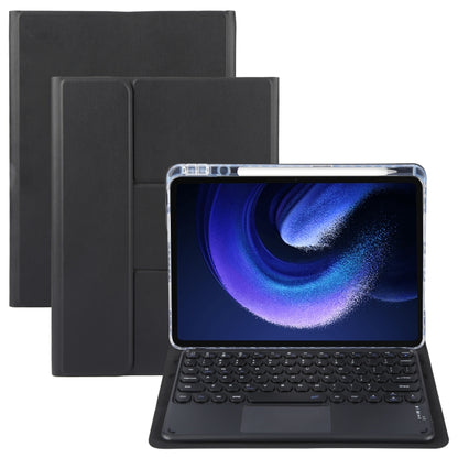 Round Button Bluetooth Keyboard Rotatable Holder Leather Case with Touchpad, Round Button Touchpad