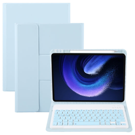 Sky blue Bluetooth keyboard leather case with tablet stand and detachable keyboard