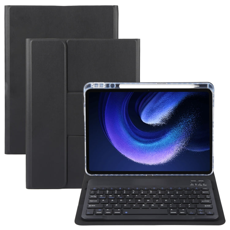 Square Button Bluetooth Keyboard Rotatable Holder Leather Case, Square Button