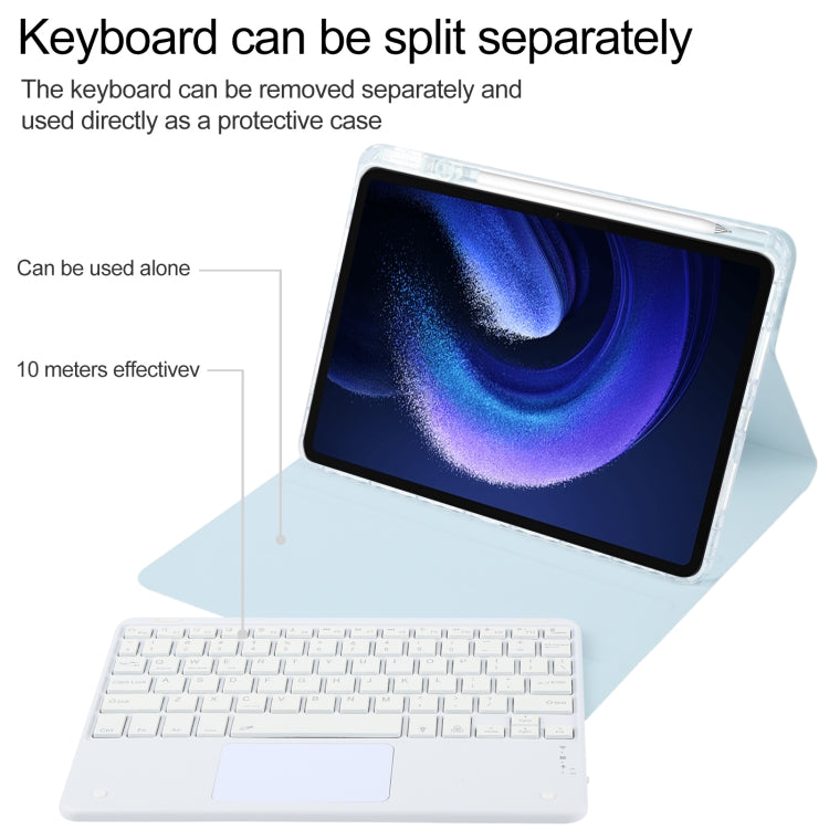 Square Button Bluetooth Keyboard Rotatable Holder Leather Case with Touchpad, Square Button Touchpad