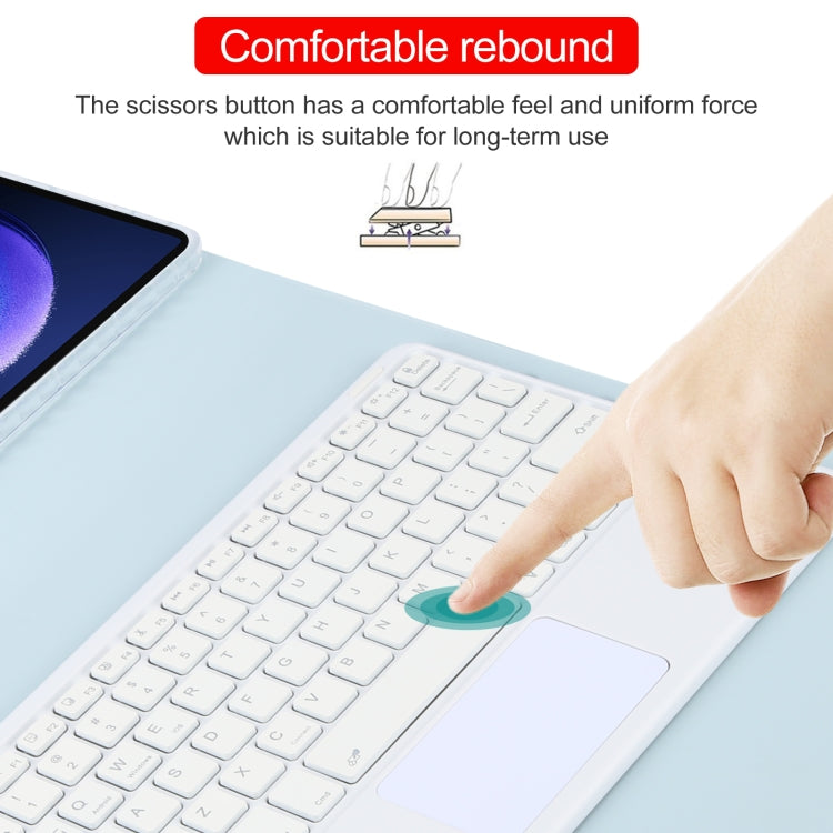 Square Button Bluetooth Keyboard Rotatable Holder Leather Case with Touchpad, Square Button Touchpad
