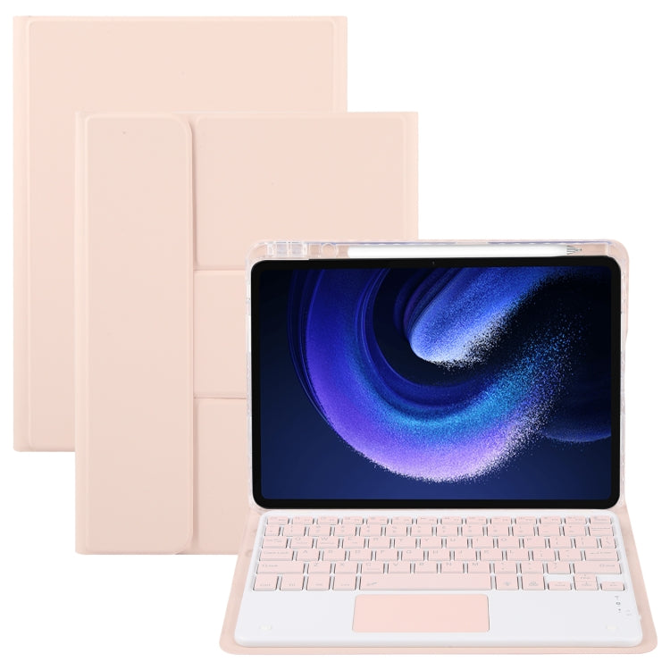 Square Button Bluetooth Keyboard Rotatable Holder Leather Case with Touchpad, Square Button Touchpad