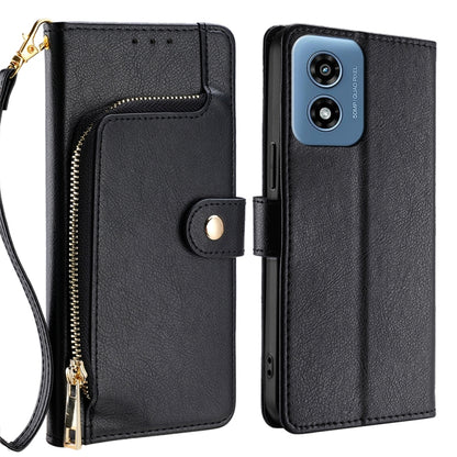 Zipper Bag Leather Phone Case, For Motorola Moto G Play 4G 2024