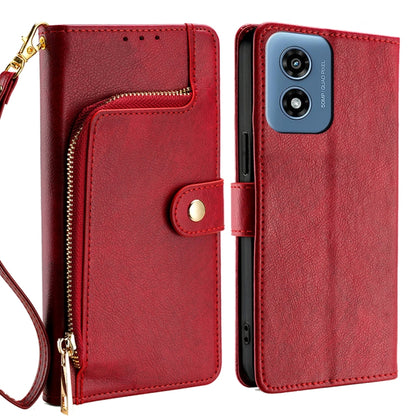 Zipper Bag Leather Phone Case, For Motorola Moto G Play 4G 2024