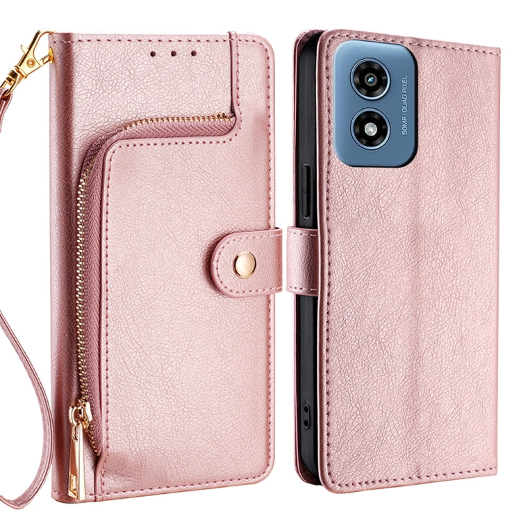 Zipper Bag Leather Phone Case, For Motorola Moto G Play 4G 2024