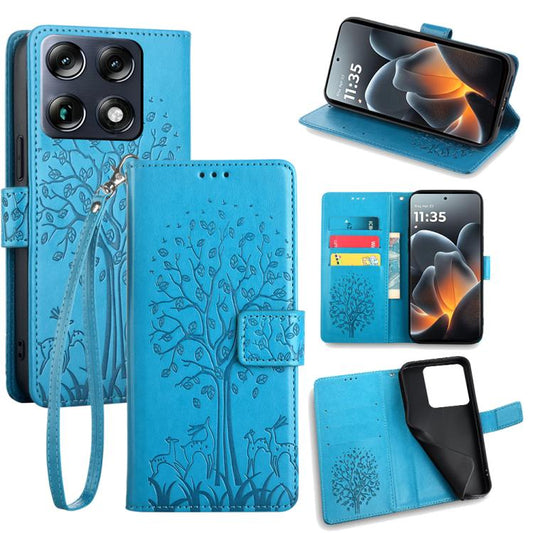 Tree & Deer Embossed Leather Phone Case, For Motorola Moto X70 Air Pro, For Motorola Moto G77 5G, For Motorola Edge 70 Fusion 5G, For Motorola Moto G67 Power 5G, For Motorola Edge 70 5G, For Motorola Moto G06 4G, For Motorola Moto G Stylus 5G 2025     ...