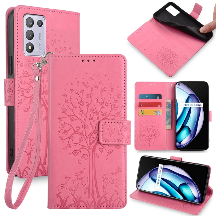 Tree & Deer Embossed Leather Phone Case, For Realme P3 Pro 5G Global, For Realme 14 Pro+ 5G, For Realme 14 Pro 5G Global, For Realme C75 4G / 14x 5G Global, For Realme C53 4G / Narzo N53 4G, For Realme Q3S
