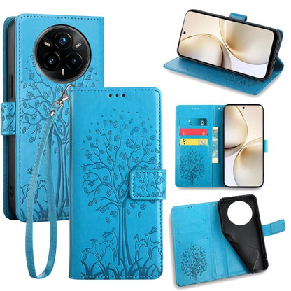Tree & Deer Embossed Leather Phone Case, For Realme P3 Pro 5G Global, For Realme 14 Pro+ 5G, For Realme 14 Pro 5G Global, For Realme C75 4G / 14x 5G Global, For Realme C53 4G / Narzo N53 4G, For Realme Q3S
