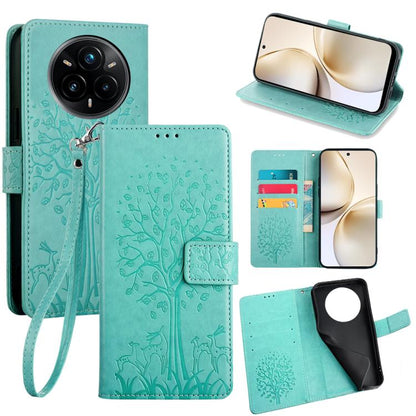 Tree & Deer Embossed Leather Phone Case, For Realme P3 Pro 5G Global, For Realme 14 Pro+ 5G, For Realme 14 Pro 5G Global, For Realme C75 4G / 14x 5G Global, For Realme C53 4G / Narzo N53 4G, For Realme Q3S