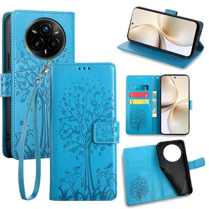 Tree & Deer Embossed Leather Phone Case, For Realme P3 Pro 5G Global, For Realme 14 Pro+ 5G, For Realme 14 Pro 5G Global, For Realme C75 4G / 14x 5G Global, For Realme C53 4G / Narzo N53 4G, For Realme Q3S