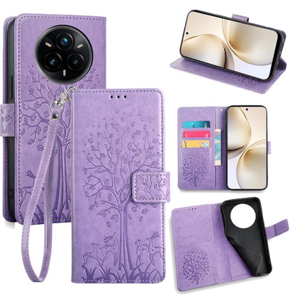Tree & Deer Embossed Leather Phone Case, For Realme P3 Pro 5G Global, For Realme 14 Pro+ 5G, For Realme 14 Pro 5G Global, For Realme C75 4G / 14x 5G Global, For Realme C53 4G / Narzo N53 4G, For Realme Q3S