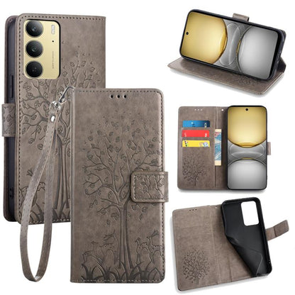 Tree & Deer Embossed Leather Phone Case, For Realme P3 Pro 5G Global, For Realme 14 Pro+ 5G, For Realme 14 Pro 5G Global, For Realme C75 4G / 14x 5G Global, For Realme C53 4G / Narzo N53 4G, For Realme Q3S
