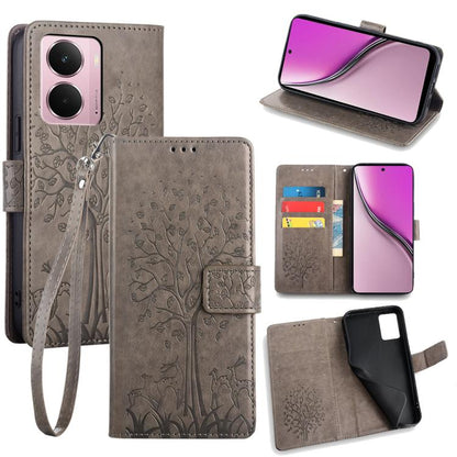 Tree & Deer Embossed Leather Phone Case, For Realme P3 Pro 5G Global, For Realme 14 Pro+ 5G, For Realme 14 Pro 5G Global, For Realme C75 4G / 14x 5G Global, For Realme C53 4G / Narzo N53 4G, For Realme Q3S