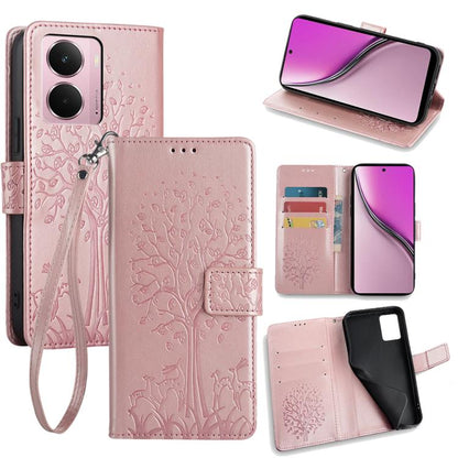 Tree & Deer Embossed Leather Phone Case, For Realme P3 Pro 5G Global, For Realme 14 Pro+ 5G, For Realme 14 Pro 5G Global, For Realme C75 4G / 14x 5G Global, For Realme C53 4G / Narzo N53 4G, For Realme Q3S