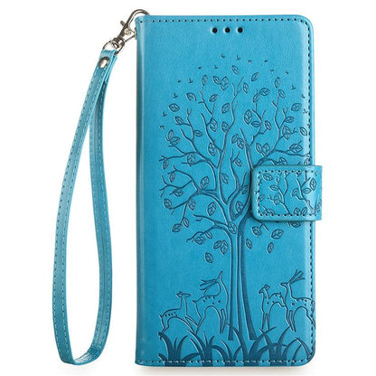 Tree & Deer Embossed Leather Phone Case, For Google Pixel 10a, For Google Pixel 7 Pro