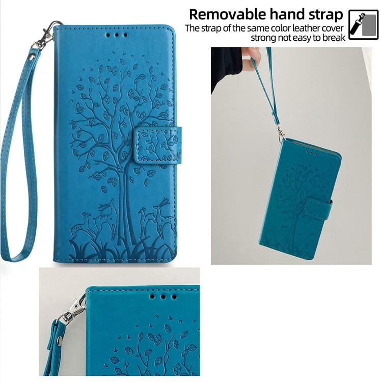 Tree & Deer Embossed Leather Phone Case, For Google Pixel 10a, For Google Pixel 7 Pro