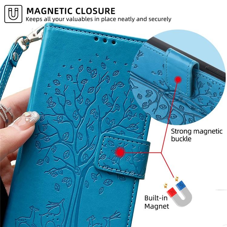 Tree & Deer Embossed Leather Phone Case, For Google Pixel 10a, For Google Pixel 7 Pro