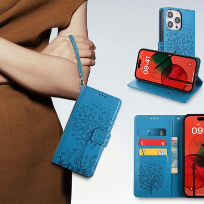 Tree & Deer Embossed Leather Phone Case, For Honor 9X Pro