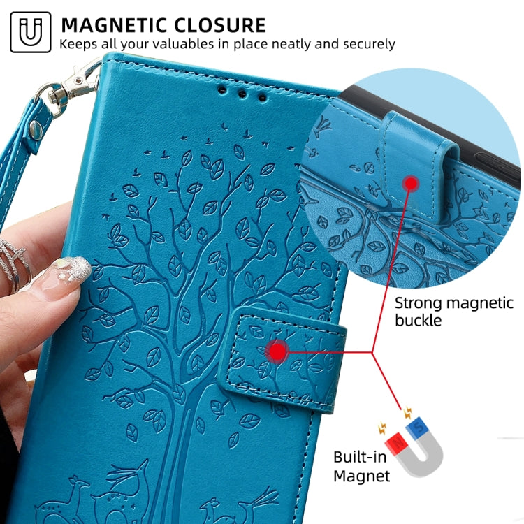 Tree & Deer Embossed Leather Phone Case, For Honor 9X Pro