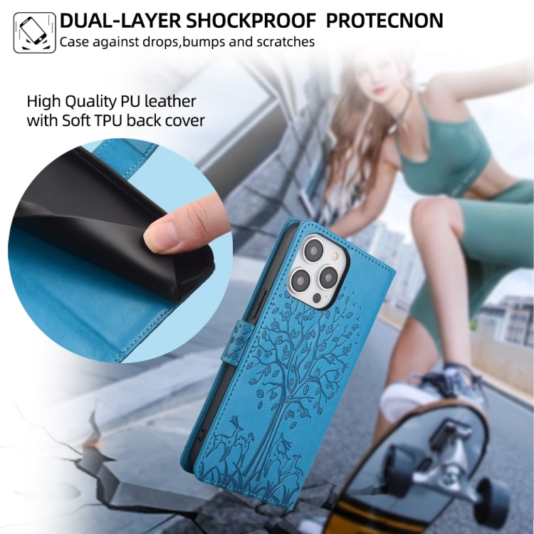 Tree & Deer Embossed Leather Phone Case, For Honor 9X Pro