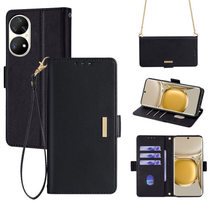 Crossbody Chain Leather Phone Case, For Huawei P50 Pro