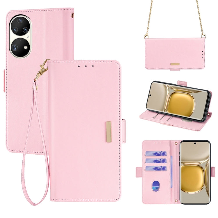 Crossbody Chain Leather Phone Case, For Huawei P50 Pro