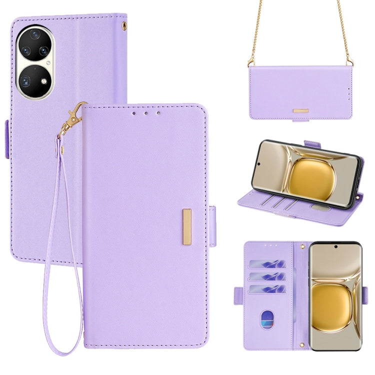 Crossbody Chain Leather Phone Case, For Huawei P50 Pro