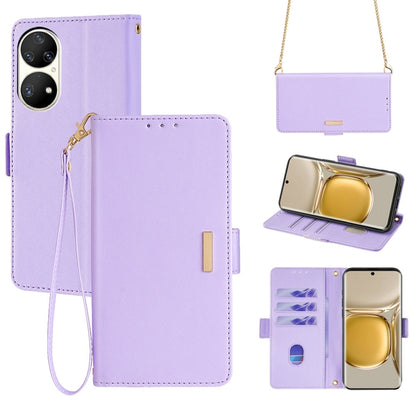 Crossbody Chain Leather Phone Case, For Huawei P50 Pro