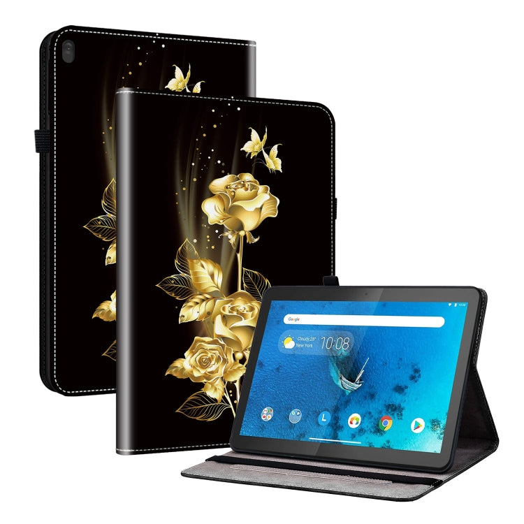 Tablet case with gold rose and butterfly print, folio stand