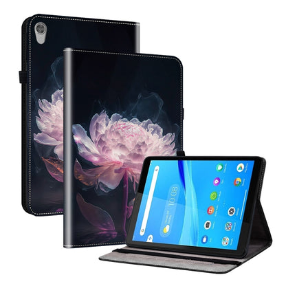 Tablet case with purple peony floral print, folio stand