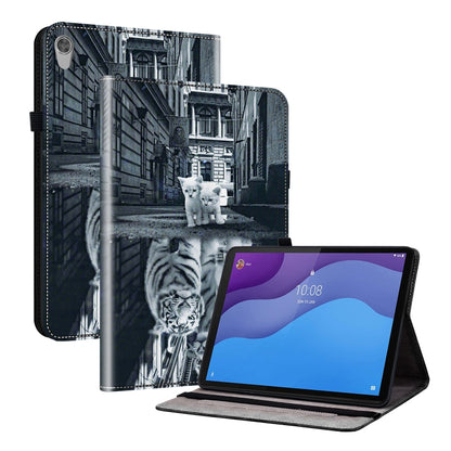 City cat photo painted leather tablet case with flip stand for tablet